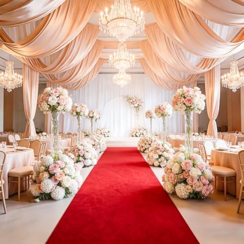 FUHSY Red Carpet Runner for Party Velvet Aisle Runner for Wedding Ceremony 4x20 FT Red Aisle Runners with Carpet Tape Wedding Floor Runner for Birthday Party Prom Aisle Decorations - Image 4