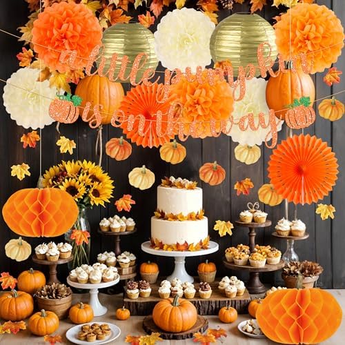 Kriyokiaa Little Pumpkin Baby Shower Decorations, 71 Pcs Fall Set - Image 5