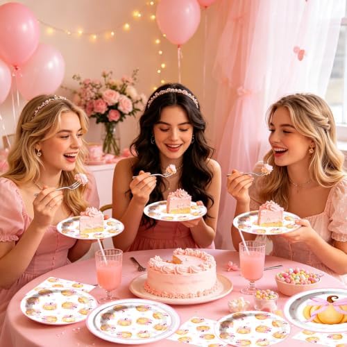 60 Pcs Pink Bow Pumpkin Paper Plates and Napkins Sets,Serves 20 - Image 5