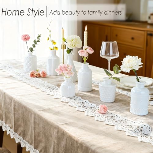 UPBUD White Glass Bud Vases Set of 12, Small Vases for Flowers, Mini Flower Vases in Bulk for Wedding Decoration, Vintage Vase for Baby Shower Centerpieces, Home Décor - Image 5