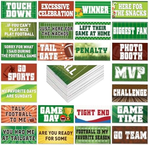 24 Designs Football Photo Booth Props Double Sided, Party Supply by Beeveer