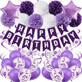 Purple Party Decorations with Banner - Women Girls Engagement, Anniversary & Birthday Supplies by Recosis