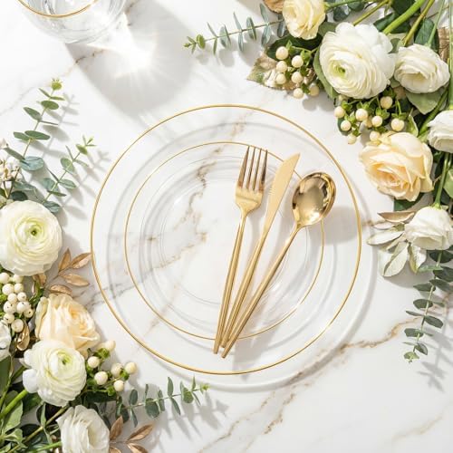 I00000 150Pcs Clear Plastic Plates,Premium Disposable Plates for Party - Image 5