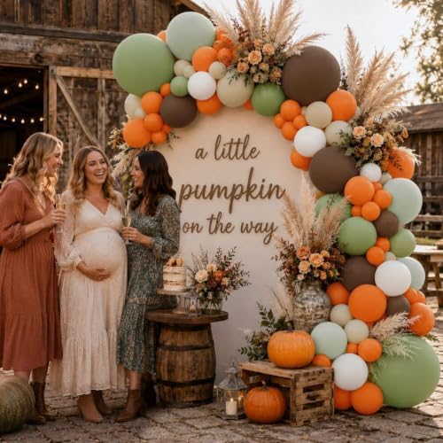 Sage Green Orange Brown Balloon Arch Double Stuffed Fall Balloon Garland - Image 7
