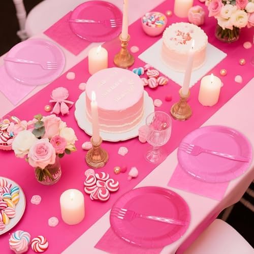 Serves 35 Guests Gradient Pink Plates and Napkins Party Supplies - Image 7