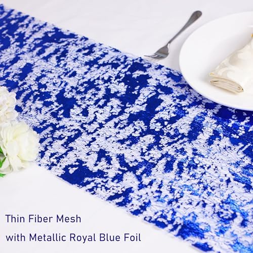 Royal Blue Table Runner, Glitter Metallic Foil Mesh Roll 49 Feet - Image 3