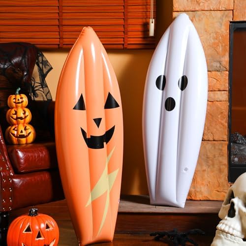 JellyArch 4 Pcs Halloween Inflatable Pool Floats 36 Inch Ghost Surfboard - Image 2