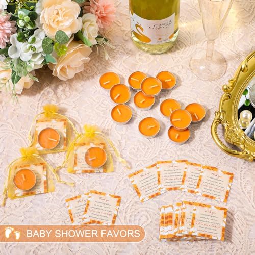 Geosar 50 Sets Baby Shower Favors Tealight Candles with Bags,Orange - Image 3