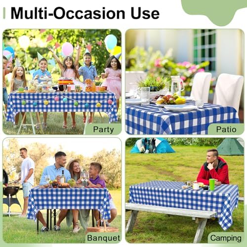 misaya 12 Packs Blue White Buffalo Gingham Plastic Disposable Table Cloth - Image 7