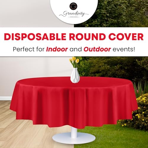 Grandipity Plastic Table Cloth Disposable 12 Pack 84" Round Red - Image 5