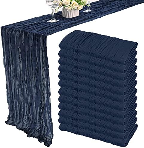 35x72 Inch Navy Blue Cheesecloth Table Runner Wedding Birthday Party Decor by Fivenl