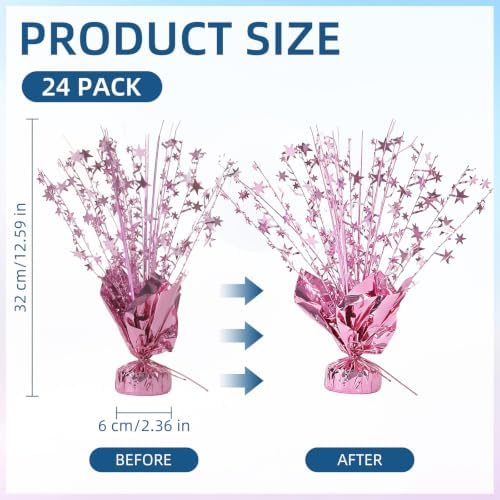 24 Pack Pink Metallic Foil Spray Centerpiece Star Table Decoration Burst Table Centerpieces for Birthday New Year Wedding Anniversary Graduation Party Supply (Pink) - Image 3