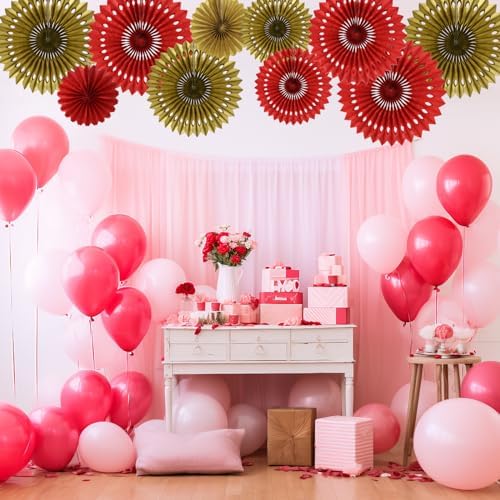 BEISHIDA Honeycomb Round Paper Fans Red Gold Hanging Party Decoration - Image 4