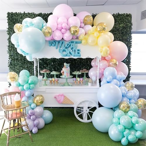 PartyWoo Pastel Rainbow Latex Helium Foil Balloons 66pcs 12 Inch - Image 6