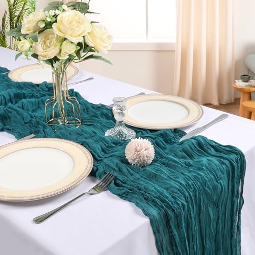 6 Pack 10Ft Teal Cheesecloth Table Runner 23 x 120 Inch - Image 2