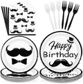 96Pcs Mustache Happy Birthday Party Decorations, Serve 24 by Greencian