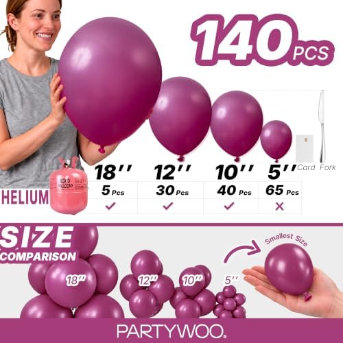 PartyWoo Dark Purple Balloons 140pcs Royal Purple Boho Neutral Color - Image 6