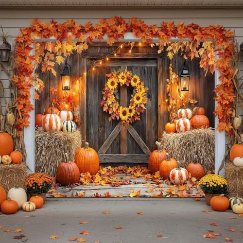 8X6 ft Fall Thanksgiving Garage Door Cover Decorative Pumpkin Banner - Image 4