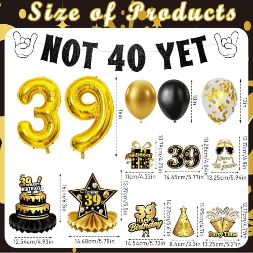 39 Birthday Decorations for Men Women Not 40 yet Balloons Kit 33PCS - Image 2