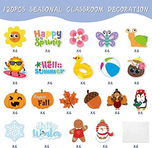 Haooryx Spring Summer Fall Winter Classroom Cutouts Bulletin Board Set - Image 2