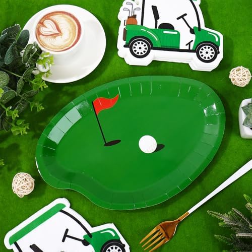 Whaline 90Pcs Golf Party Plates Napkin Set, Green Sport Ball - Image 3