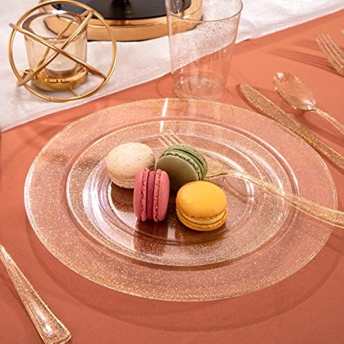 I00000 102 Pcs Gold Glitter Plastic Plates, Gold Glitter Disposable Plates - Image 4