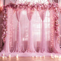 30×10ft Pink Tulle Backdrop Curtain with Lights String for Parties, Sheer Photo Backdrop Curtains for Wedding Party Photography Background by WishCare