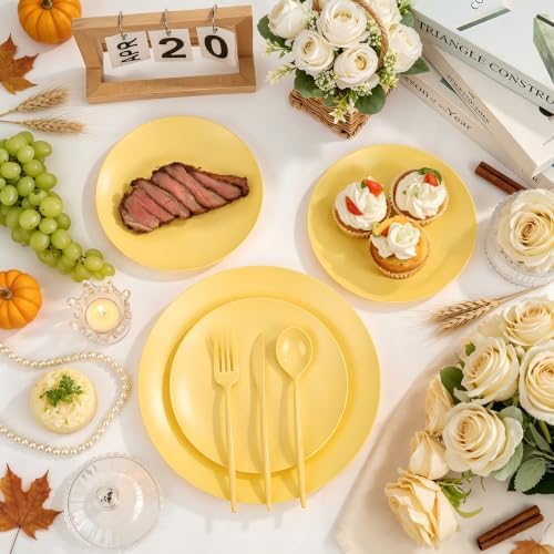 ejonirinjonir 150pcs Premium Yellow Disposable Plates for Thanksgiving - Image 7