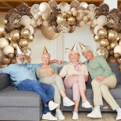 Brown Gold Balloon Garland Arch Kit, 18 12 10 5 inch Different Sizes Brown Beige Nude Metallic Confetti Gold Balloons for Birthday Party Netural Bear Baby Shower Decorations - Image 7