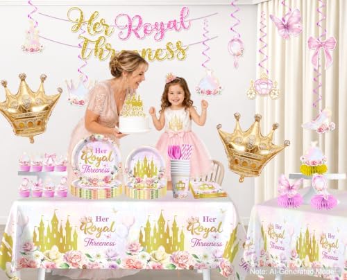 193pcs Her Royal Threeness Birthday Decorations Tableware Set, 25 Serves - Image 3