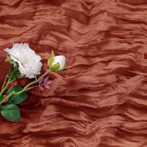 Bailarina 25 Pack Cheesecloth Table Runner 17x108 Inch Long Gauze Cheese Cloth 9ft Wrinkled Sheer Table Runner for Wedding Reception Birthday Party Table Decoration (Terracotta) - Image 3