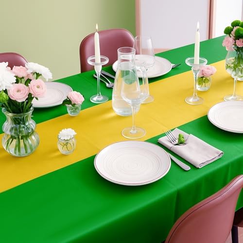 Oudain 3 Pcs Plastic Disposable Table Cloth 54" x 108", Green, Yellow - Image 4