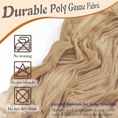 Nude Cheesecloth Table Runner 6 Pack 35" Boho Gauze Runner 120 inches Long Tablecloth Runner Rustic Sheer Fabric Bulk for Baby Shower Wedding Bridal Birthday Party Picnic Table Decorations - Image 6