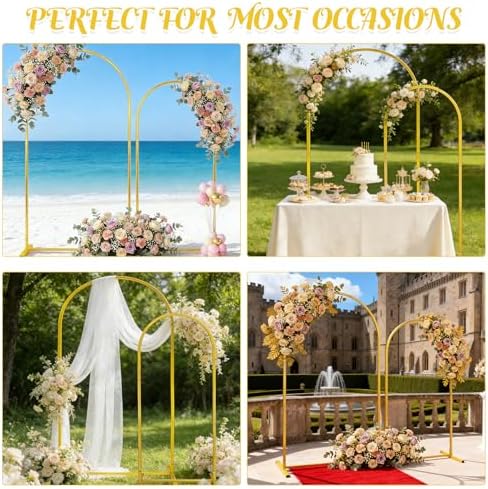 Gold Metal Arch Backdrop Stand 2 Set 7.2FT, 6FT Wedding Arch Stand Arched Door Frame for Birthday Party Baby Shower Ceremony Indoor Outdoor Celebration Decor (7.2FT, 6FT) - Image 7