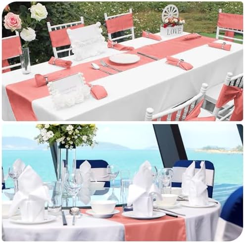 12 Pack Coral Satin Table Runner 12 x 108 Inch Long Premium Table Runners for Wedding Party Events Decoration, Birthday Parties, Banquets Decorations, Graduations, Engagements - Image 6