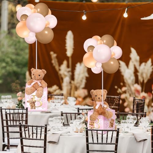 Lenwen 6 Sets Baby Letter Boxes Baby Shower Decor, Bear, Pink - Image 5