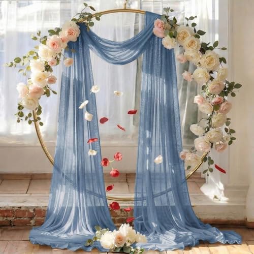 Pack of 1 Wedding Arch Drape Panel Fabric 30" x 30ft - Dusty Blue - Image 6