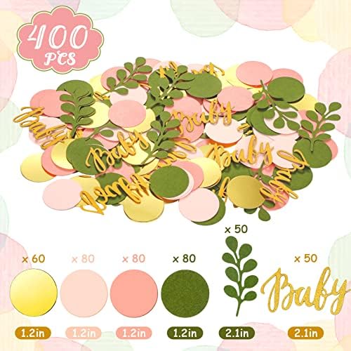 Minatee 400 Pcs Baby Shower Confetti Decorations Table Confetti Dots Gender Reveal Wedding Decor(Bright Color,Greenery Style) - Image 2