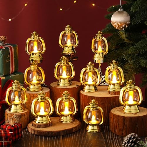 Ferraycle 12 Pcs Mini Lanterns Bulk 4 Inch Gold Lamp Table Centerpieces - Image 2