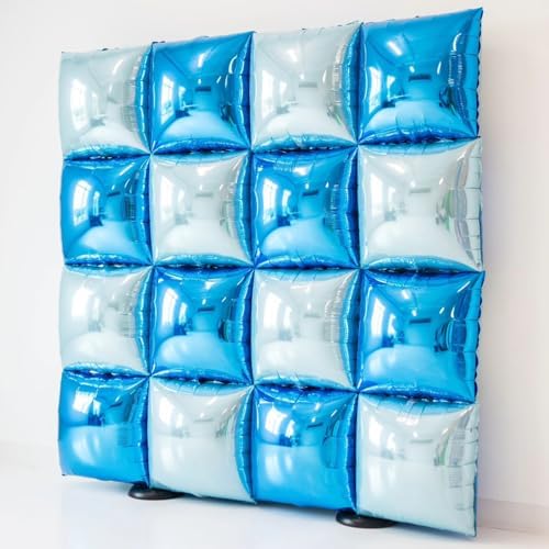 25PCS Navy Blue and Pearl Blue Square Foil Balloons Wall - Image 4