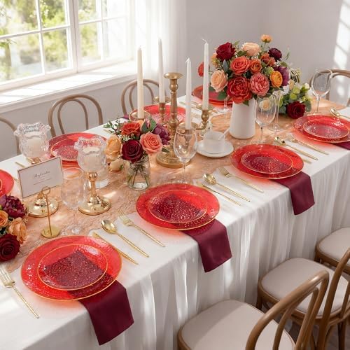 I00000 150 Pcs Clear Red Plastic Plates, Disposable Hammer Party Plates - Image 5