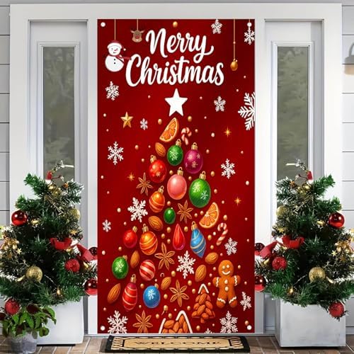 BlissYard Door Cover Christmas Pine Tree 35x71 Inch Polyester - Image 4