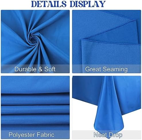 4 Pack Rectangle Tablecloth 90x132Inch Blue Rectangle Tables Washable Polyester Table Cover for Wedding Dining Table Buffet Parties Banquet Decoration（Blue） - Image 4