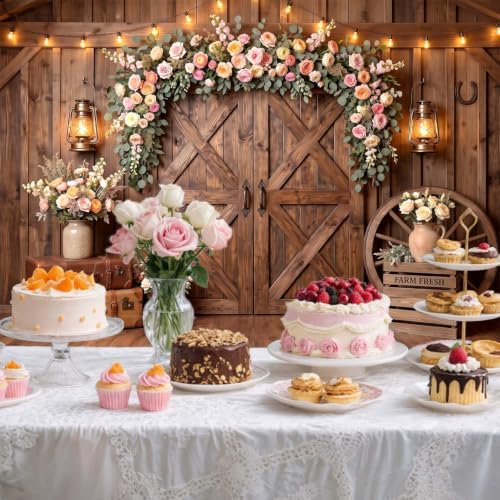 Western Cowboy Rustic Wooden Barn Door Backdrop, Farmhouse Photography Background for Rodeo Birthday Party Photo Booth Studio Portrait Props 6x6 FT - Image 4