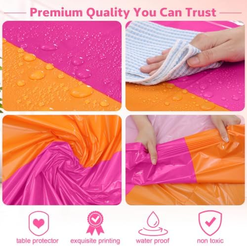 Oudain 6 Pcs Plastic Disposable Table Cloth 54"x108", Hot Pink, Orange - Image 3