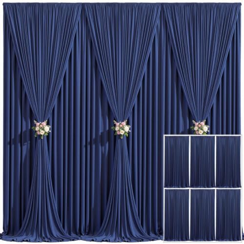 6 Panels Navy Blue Backdrop Curtain for Parties Wrinkle Free Photo Curtains Backdrop Drapes Fabric Decoration for Wedding Birthday Party Baby Shower 30ft(W) x 10ft(H) by Tao-GePartyDecorations