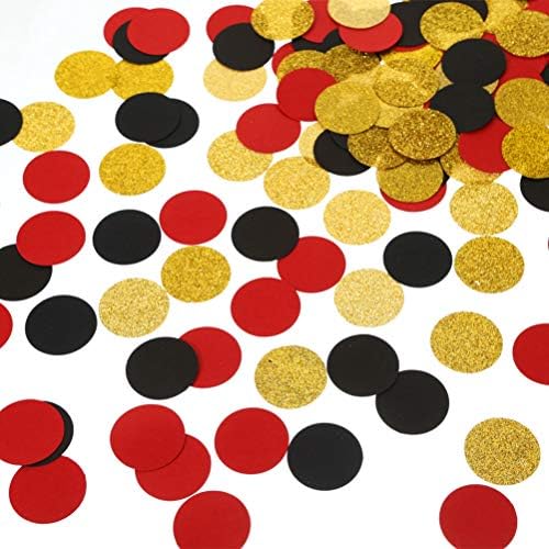 MOWO Gold Glitter, Black and Red Confetti Circles Table Decoration, 300pc by MOWO