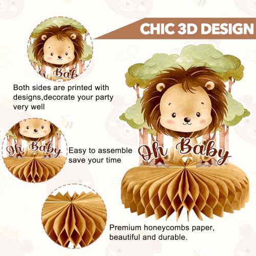9Pcs Woodland Baby Shower Birthday Decorations Honeycomb Centerpieces, Forest Baby Shower Table Decorations Animals Birthday Party Table Centerpieces Toppers Decor - Image 3