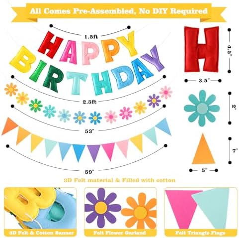 YEOCU Happy Birthday Decorations, No DIY, Pre-Strung 3D Banner - Image 3