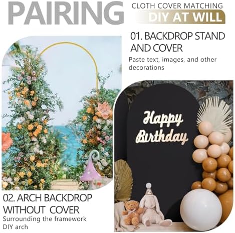 Arch Backdrop Stand and Cover Set, 3 Metal Balloon Arch Backdrop 4ft 5ft 6ft, Gold Arched Stand Frame for Wedding, Parties,Birthday, Backdrop Decorations (Black,4ft+5ft+6ft) - Image 6